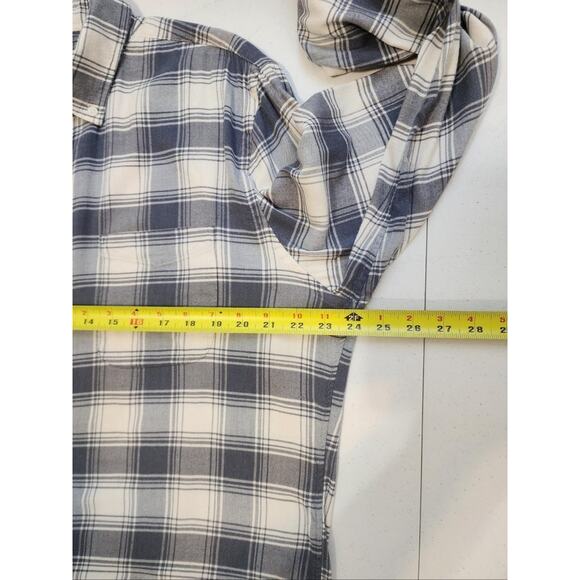 Faherty Shirt Mens Large Blue White Plaid Button Flannel Pima Cotton Blend - Picture 10 of 13